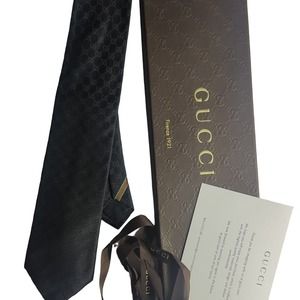 GUCCI Silk GG Pattern Black Tie